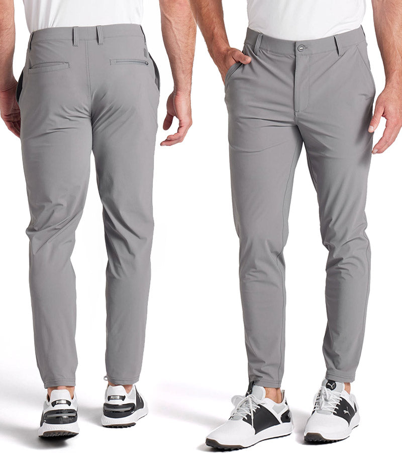 101 EVO Mens Golf Pants in Slate Sky - model front and back views