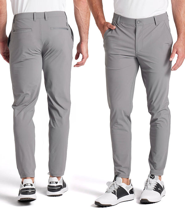 101 EVO Mens Golf Pants in Slate Sky - model front and back views