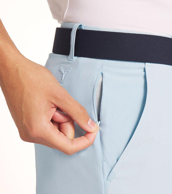 Puma 101 Solid Men’s Golf Shorts with Inseam: 7" or 9" in Silver Sky - closep of side pocket with zipper