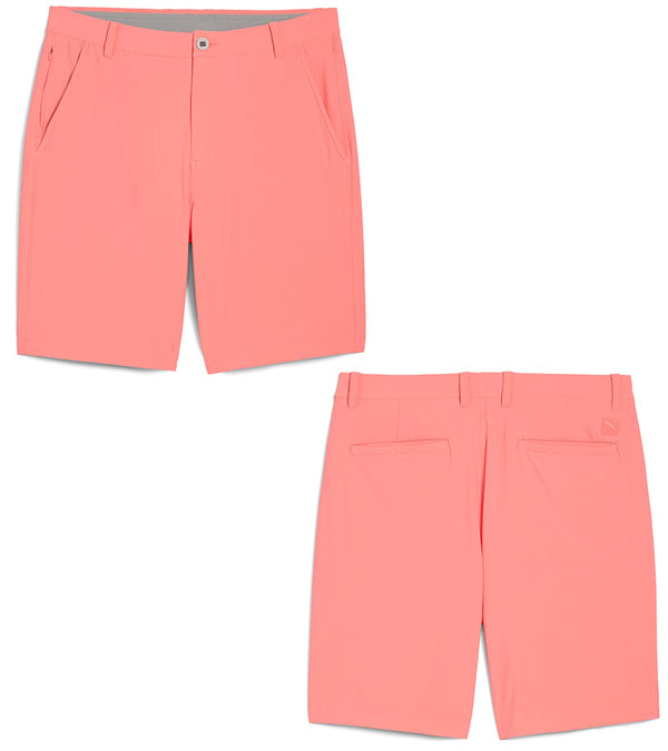 Puma 101 Solid Men’s Golf Shorts Inseam: 9" in Melon Peach - front and back views