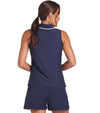 Puma AP Jacquard Sleeveless Women’s Golf Polo in Deep Navy - partial model back view