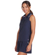 Puma AP Jacquard Sleeveless Women’s Golf Polo in Deep Navy - partial model front view