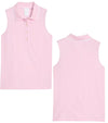 Puma AP Jacquard Sleeveless Women’s Golf Polo in Pale Pink - front view & back views