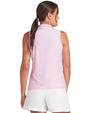 Puma AP Jacquard Sleeveless Women’s Golf Polo in Pale Pink -partial model back view