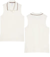 Puma AP Jacquard Sleeveless Women’s Golf Polo in Warm White -front & back views