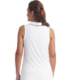 Puma AP Jacquard Sleeveless Women’s Golf Polo in Warm White -partial model back view