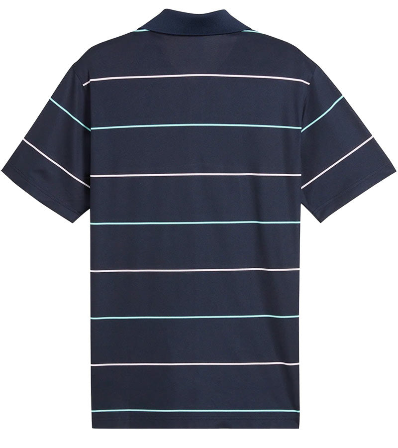 Puma AP Rugby Stripe Mens Golf Polo in Deep Navy - back