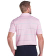 Puma AP Rugby Stripe Mens Golf Polo in Pale Pink -partial model back view