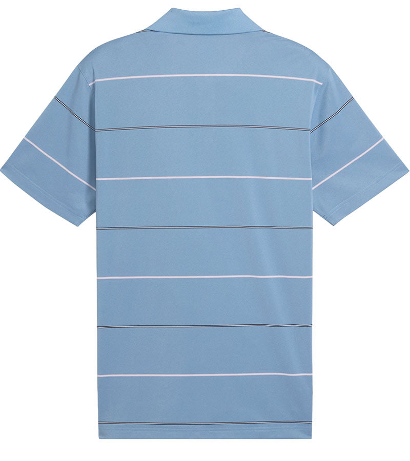 Puma AP Rugby Stripe Mens Golf Polo in Zen Blue - back