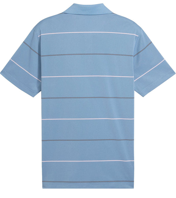 Puma AP Rugby Stripe Mens Golf Polo in Zen Blue - back