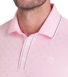 Puma AP Tipped Jacquard Mens Golf Polo in Pale Pink - closeup of collar and 3 button placket