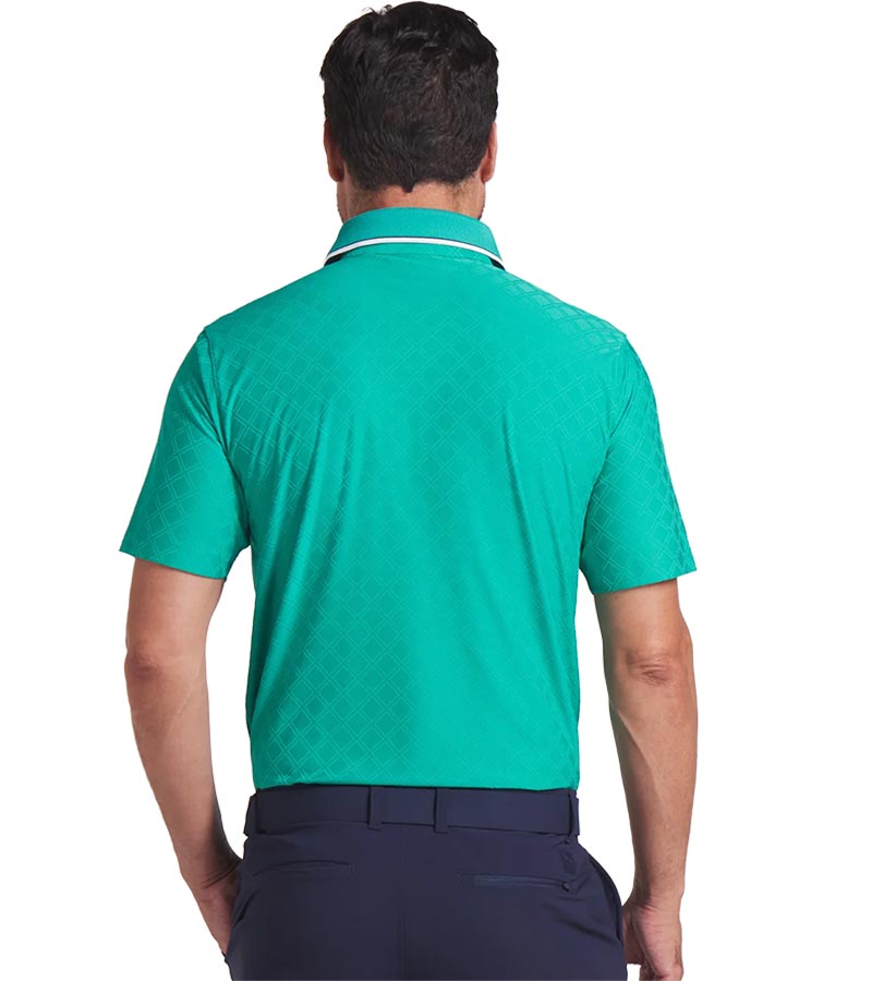 Puma AP Tipped Jacquard Mens Golf Polo in Sparkling Green - partial model back view