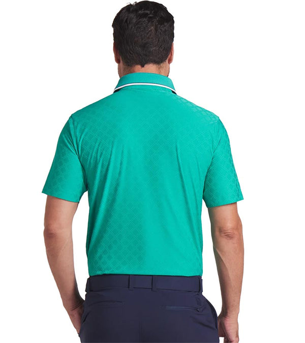 Puma AP Tipped Jacquard Mens Golf Polo in Sparkling Green - partial model back view