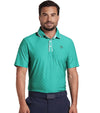 Puma AP Tipped Jacquard Mens Golf Polo in Sparkling Green - partial model front view