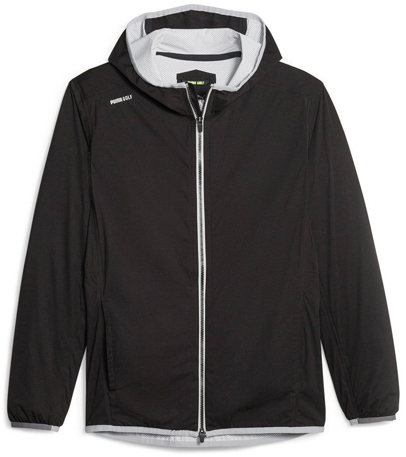 Puma DRYLBL Packable Mens Rain Golf Jacket in Puma Black - front