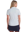 Puma MATTR Lianas Jacquard Womens Golf Polo in Peaceful Blue- partial model in back view