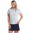Puma MATTR Lianas Jacquard Womens Golf Polo in Peaceful Blue- partial model in front view