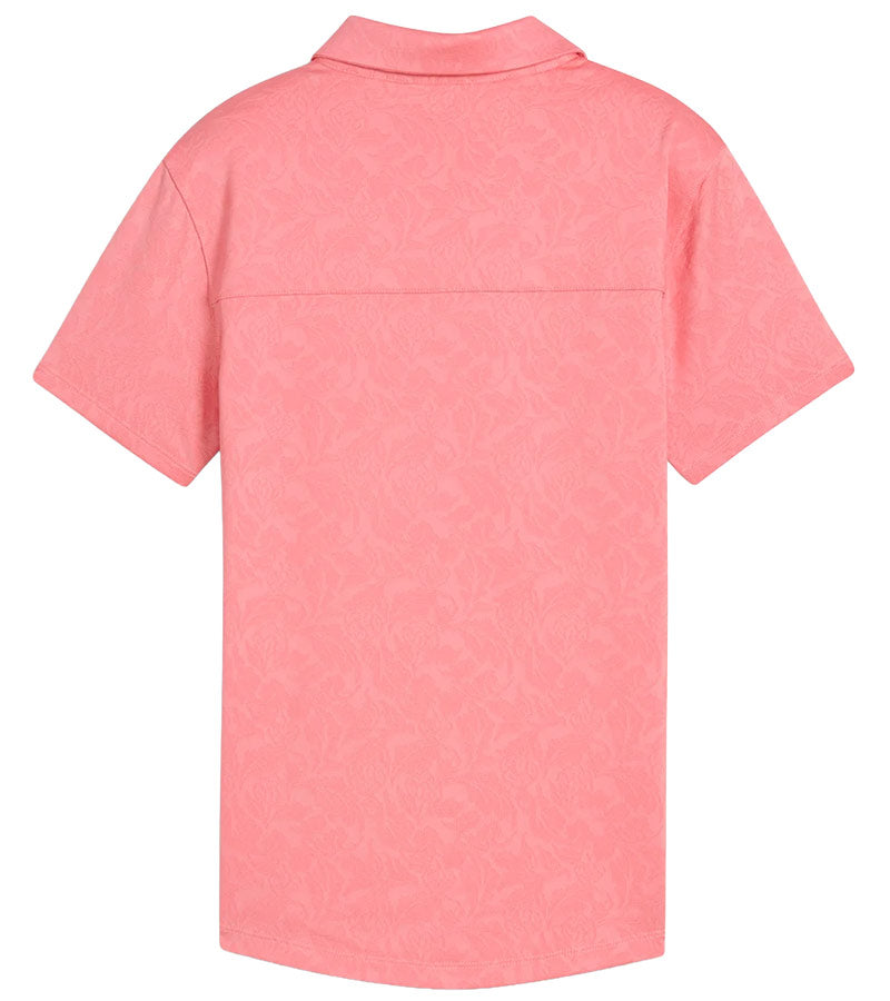 Puma MATTR Lianas Jacquard Womens Golf Polo in Peach Frost - back view