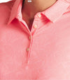 Puma MATTR Lianas Jacquard Womens Golf Polo in Peach Frost -closeup of collar and 4 button placket