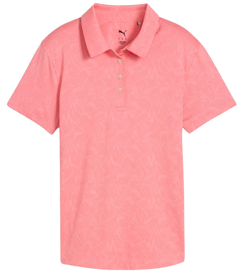 Puma MATTR Lianas Jacquard Womens Golf Polo in Peach Frost - front view