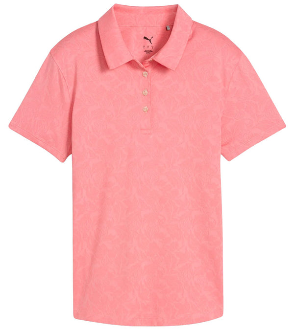 Puma MATTR Lianas Jacquard Womens Golf Polo in Peach Frost - front view
