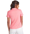 Puma MATTR Lianas Jacquard Womens Golf Polo in Peach Frost -partial model in back view