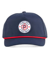 Puma Pars & Stripes Rope Tech Cap in navy with red accent detail & puma golf logo - front