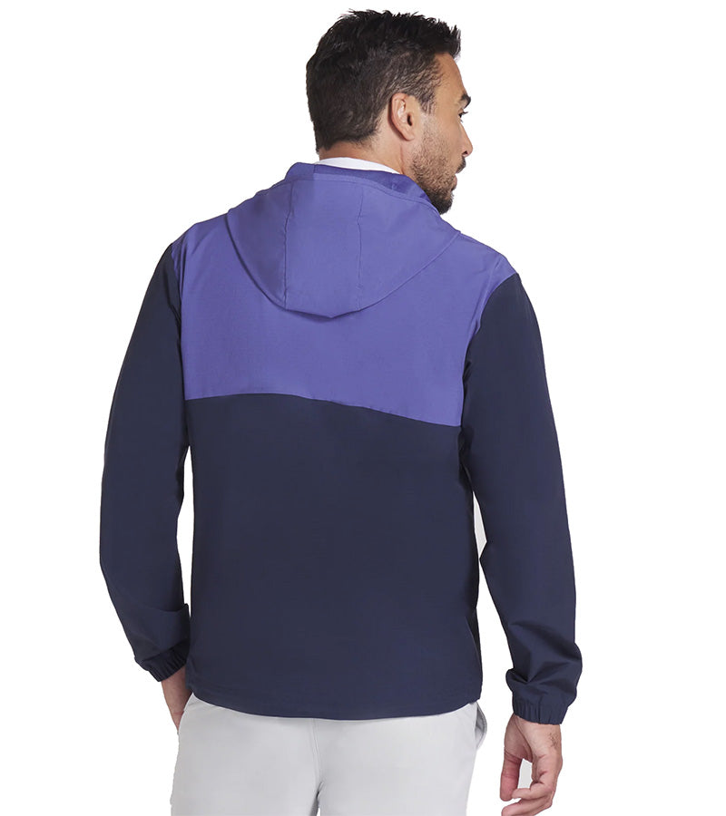 Puma Ripguard Anorak Pullover Mens Golf Jacket  in Blue Crystal -partial model  back view