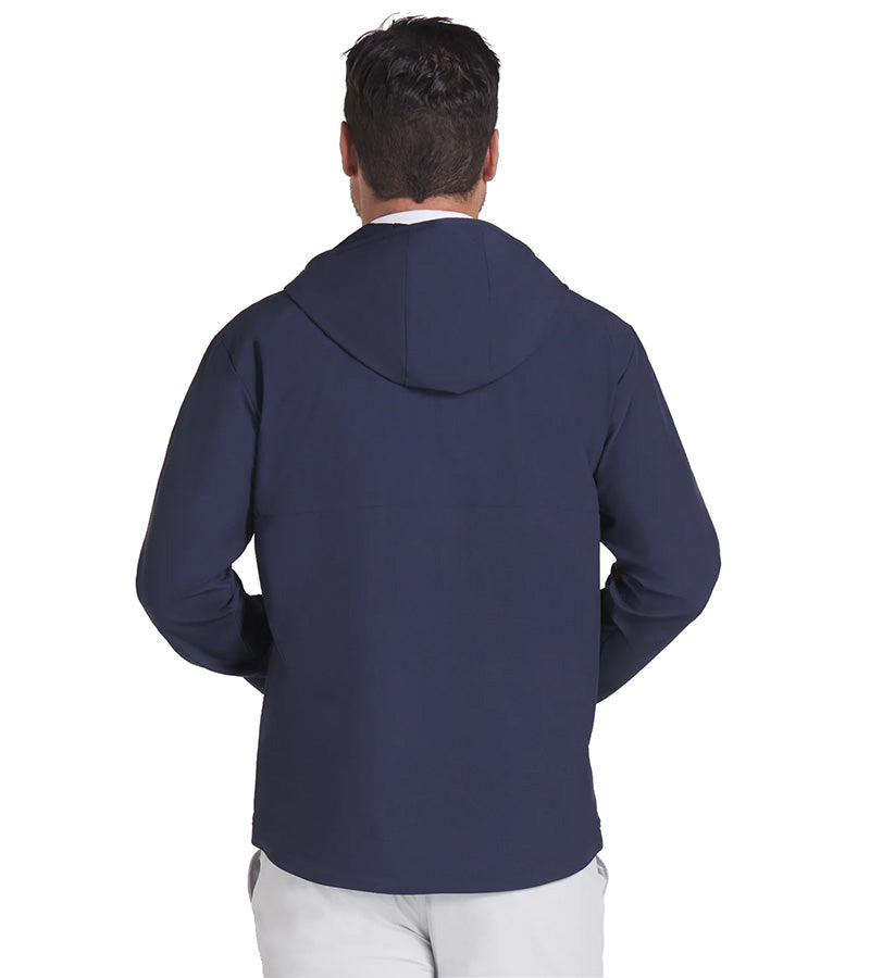 Puma Ripguard Anorak Pullover Mens Golf Jacket  in Deep Navy-partial model back view