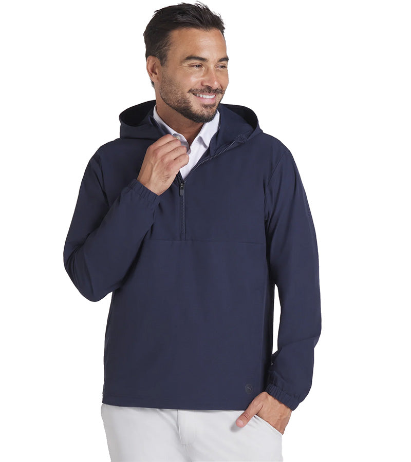 Puma Ripguard Anorak Pullover Mens Golf Jacket  in Deep Navy-partial model front view