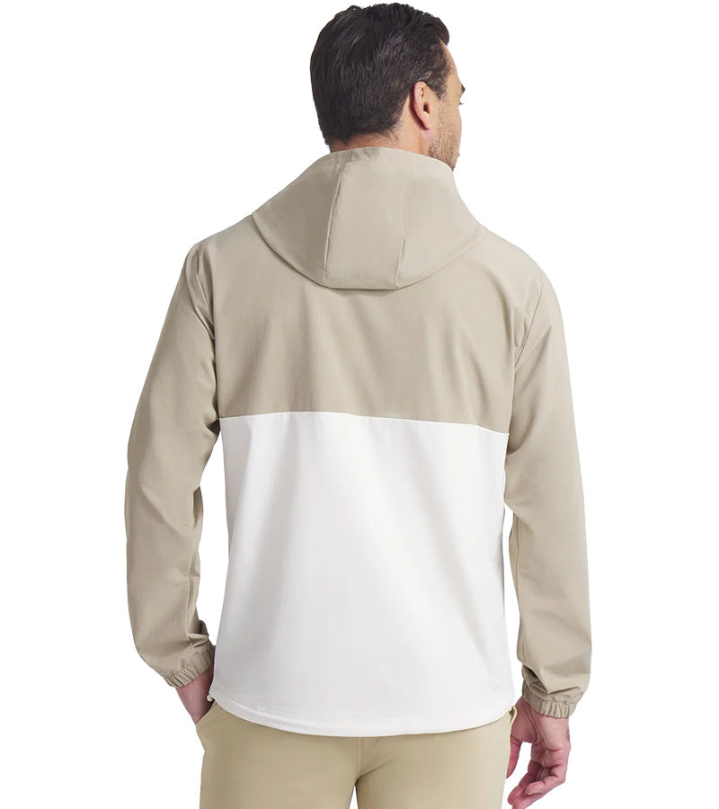Puma Ripguard Anorak Pullover Mens Golf Jacket in lce Coffee -partial model back view
