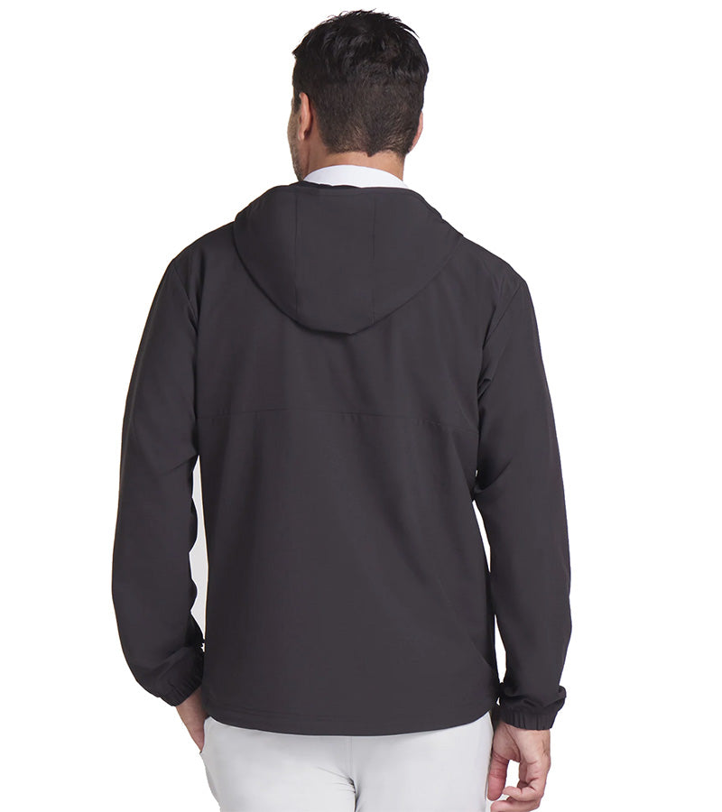 Puma Ripguard Anorak Pullover Mens Golf Jacket  in Puma Black-partial model back view