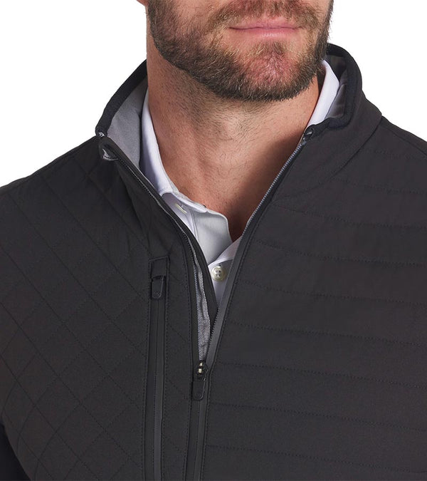 Puma Scotia 2.0 Golf Jacket in Puma Black- partial model closeup of front zipper