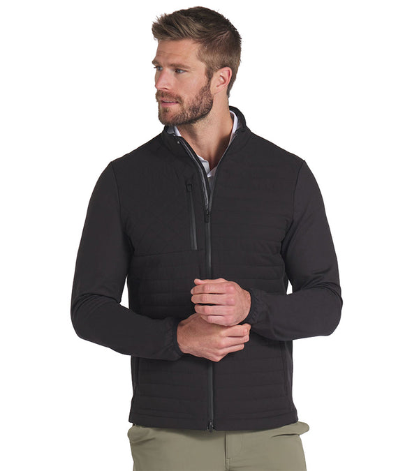 Puma Scotia 2.0 Golf Jacket in Puma Black- partial model front view