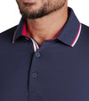 Puma Volition Tipped Men’s Golf Polo in Deep Navy -close up of tipped collar and 2 button placket