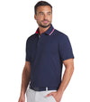 Puma Volition Tipped Men’s Golf Polo in Deep Navy - partial model front view
