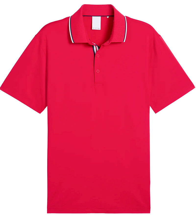 Puma Volition Tipped Men’s Golf Polo in Strong Red - front
