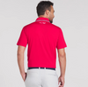 Puma Volition Tipped Men’s Golf Polo in Strong Red- partial model back view