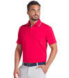 Puma Volition Tipped Men’s Golf Polo in Strong Red- partial model front view