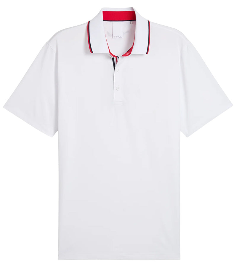 Puma Volition Tipped Men’s Golf Polo in White Glow - front