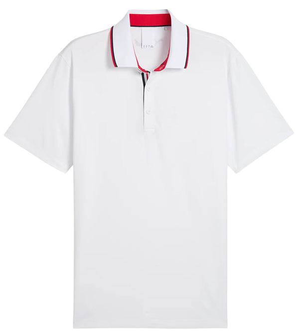 Puma Volition Tipped Men’s Golf Polo in White Glow - front