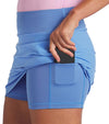 Puma Blake 17.5" Womens Golf Skirt in Blue Skies - closeup of under shorts pocket