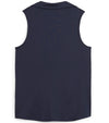 Puma Womens CLOUDSPUN Piped Sleeveless Golf Polo Shirt- back in solid Deep Navy. With a classic collar, the golf shirt’s standout feature is its piped detailing at the V neckline adding a touch of sophistication to the overall design.