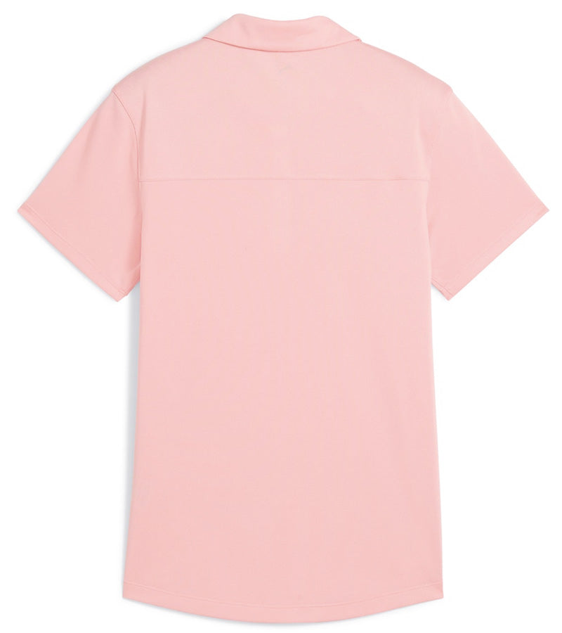 Puma Pique Accent Womens Golf Polo Shirt in Pink Fruit - back view
