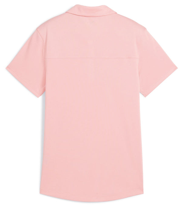 Puma Pique Accent Womens Golf Polo Shirt in Pink Fruit - back view