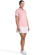 Puma Pique Accent Womens Golf Polo Shirt in Pink Fruit - model back view