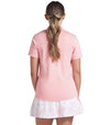 Puma Pique Accent Womens Golf Polo Shirt in Pink Fruit - partial model back view