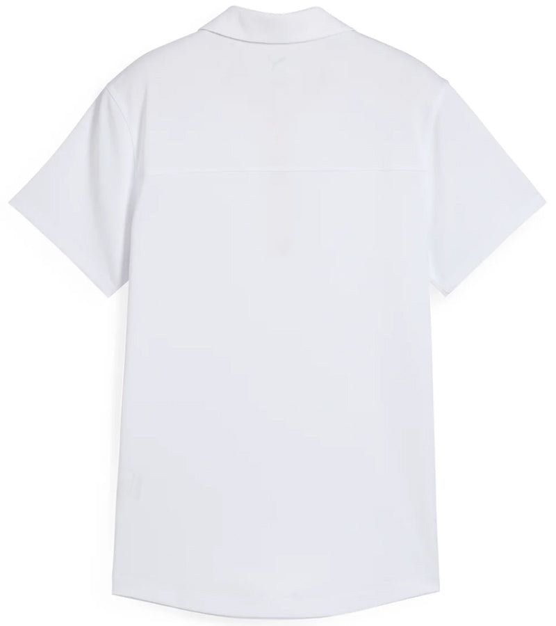 Puma Pique Accent Womens Golf Polo Shirt in White Glow - back view