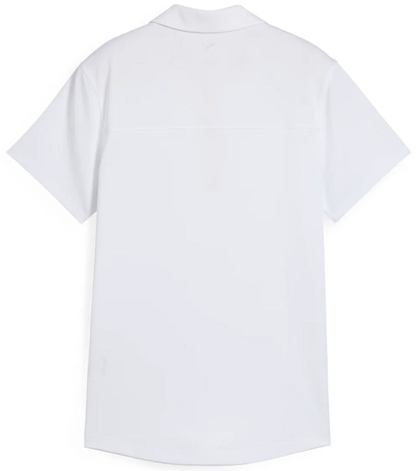 Puma Pique Accent Womens Golf Polo Shirt in White Glow - back view