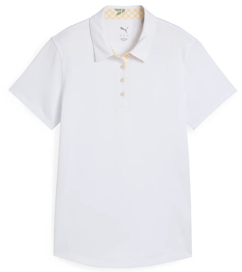 Puma Pique Accent Womens Golf Polo Shirt in White Glow - front view